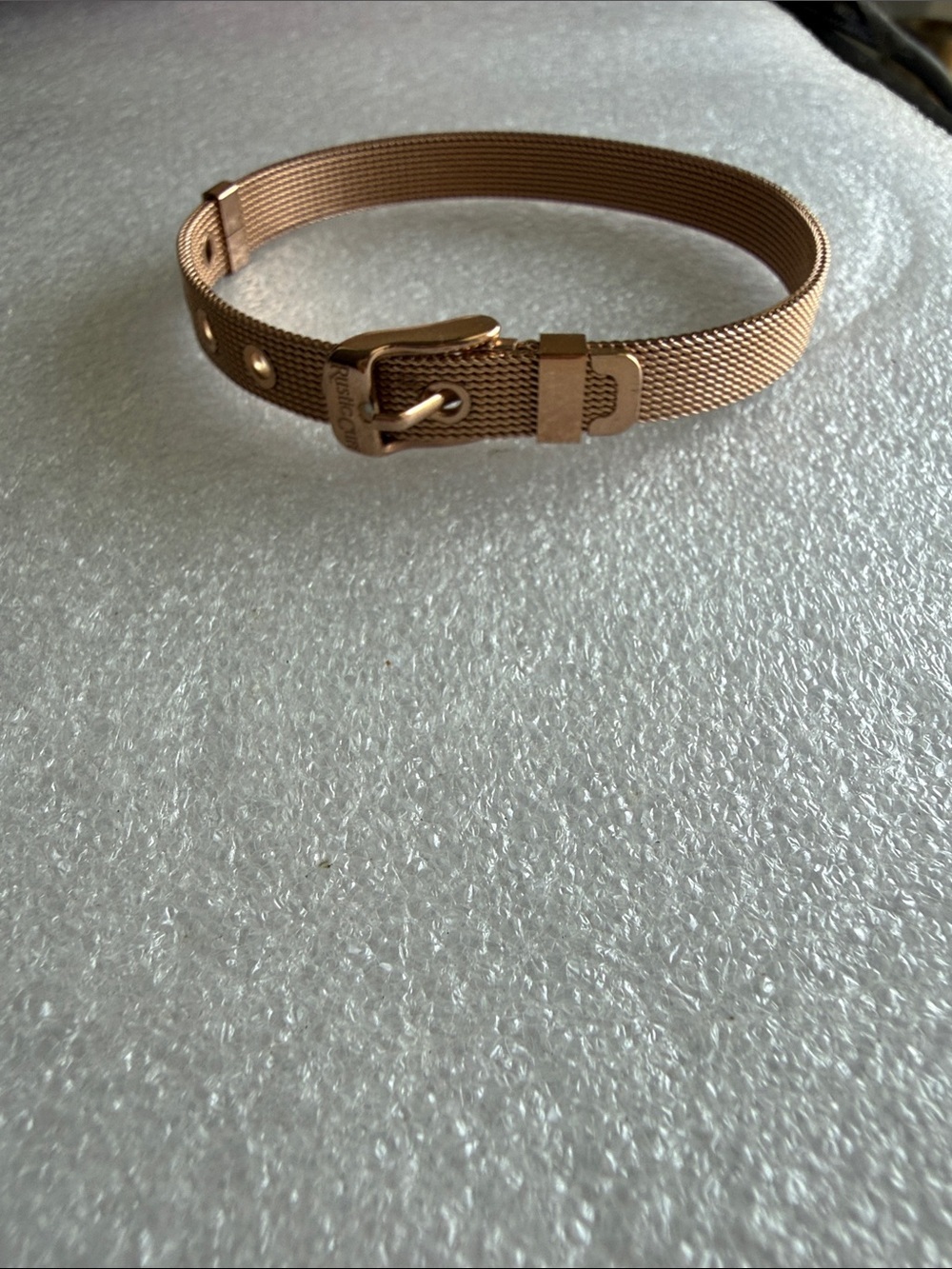 Rustic Cuff Stainless Steel Mesh Belt Buckle Style Bracelet Adjustable Rose Gold